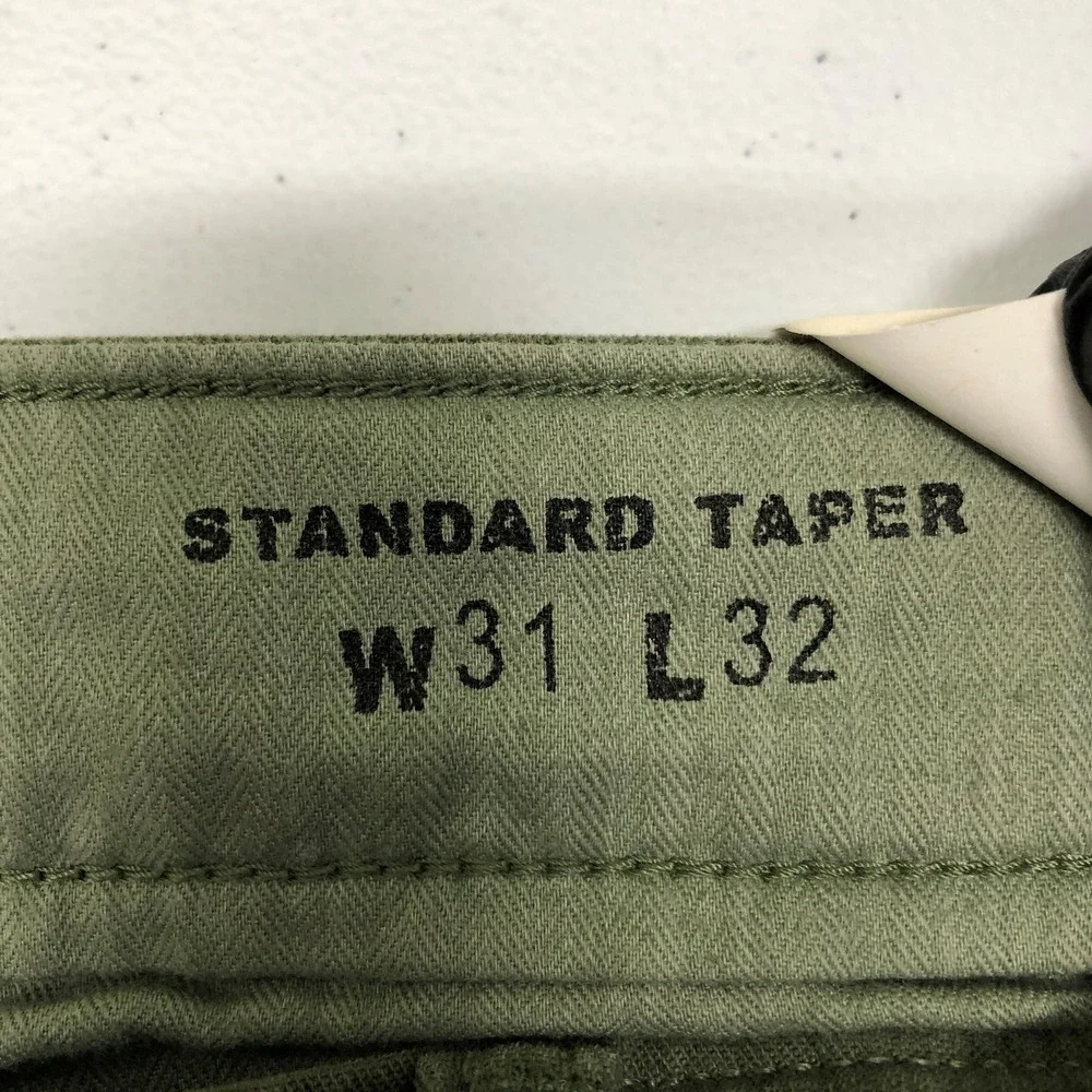 Levis XX Chino Pants Mens 31x32 Green Standard Taper Chicago Patch Stretch New